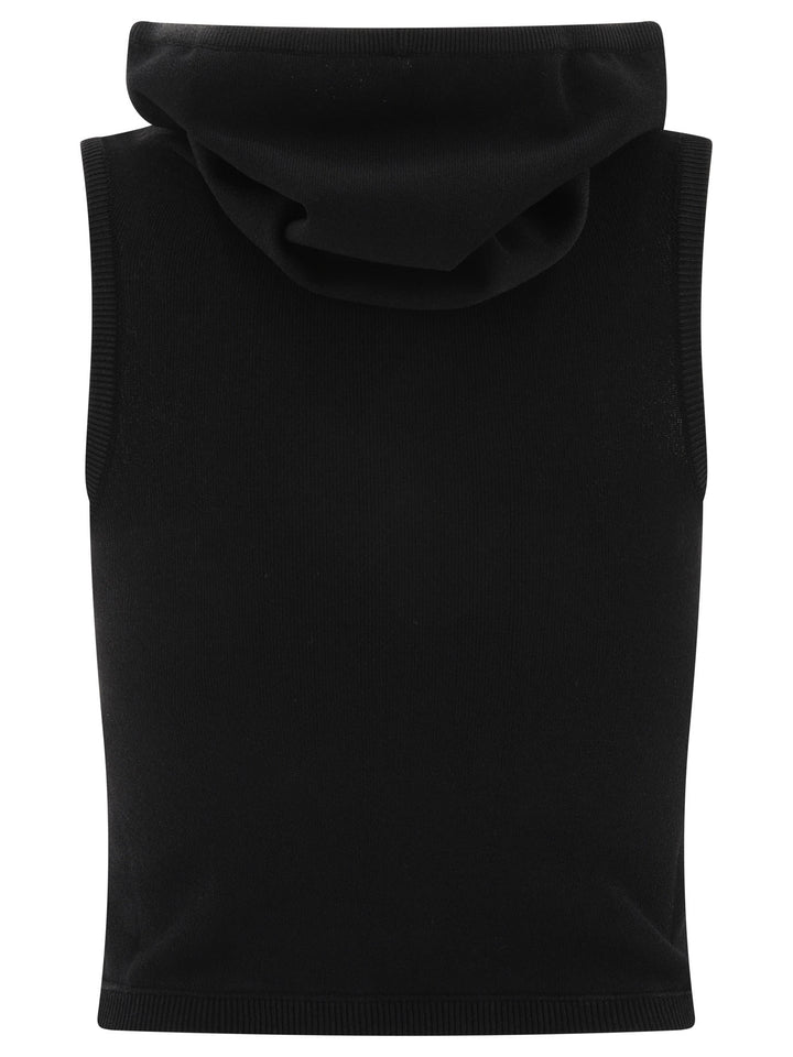 Hooded Knit Top Tops Black