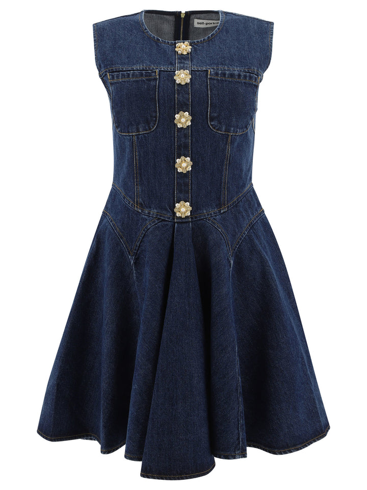 Denim Skater Dress Dresses Blue