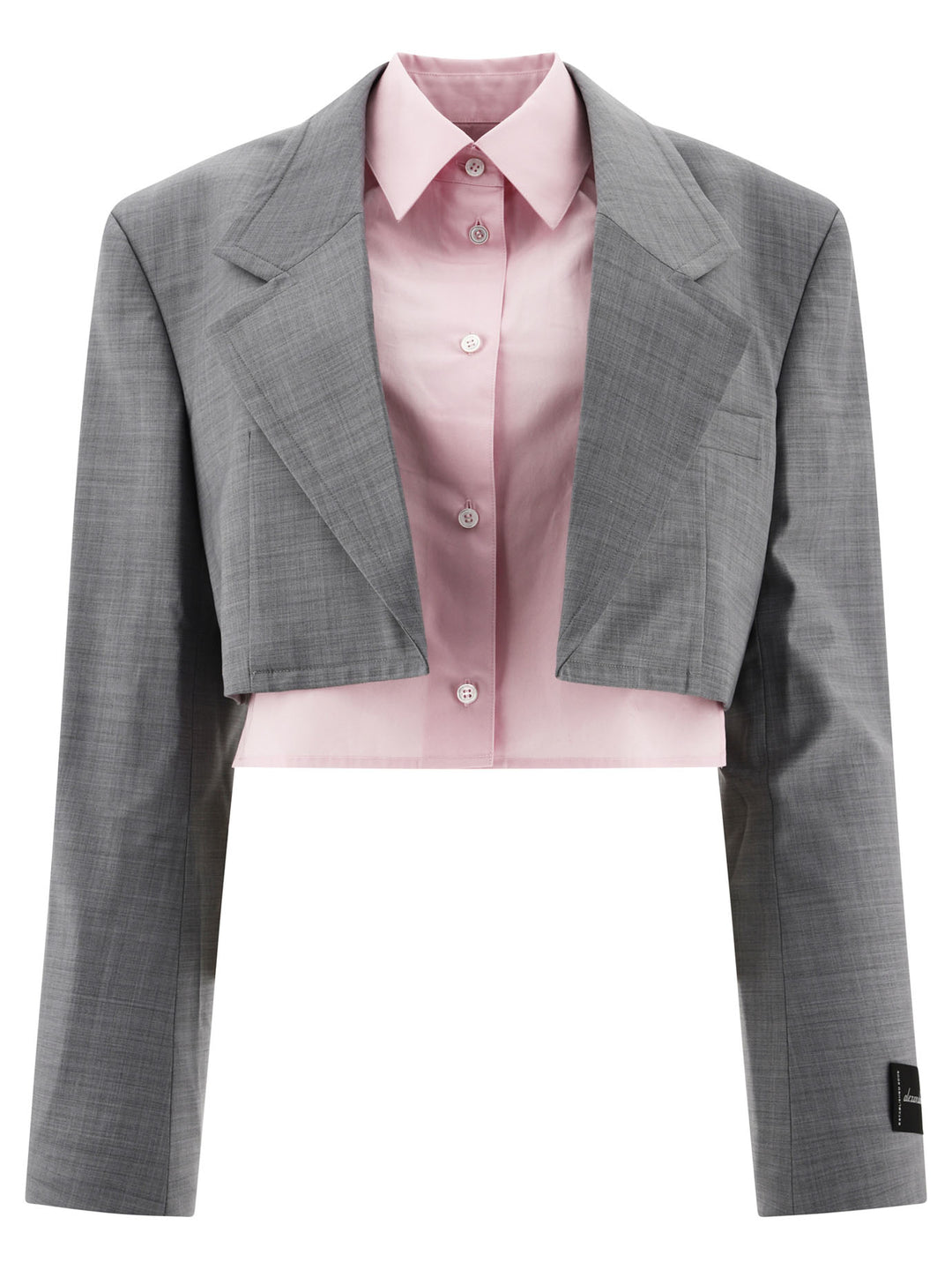 Pre-Styled Cropped Blazer With Dickie Jackets Grey