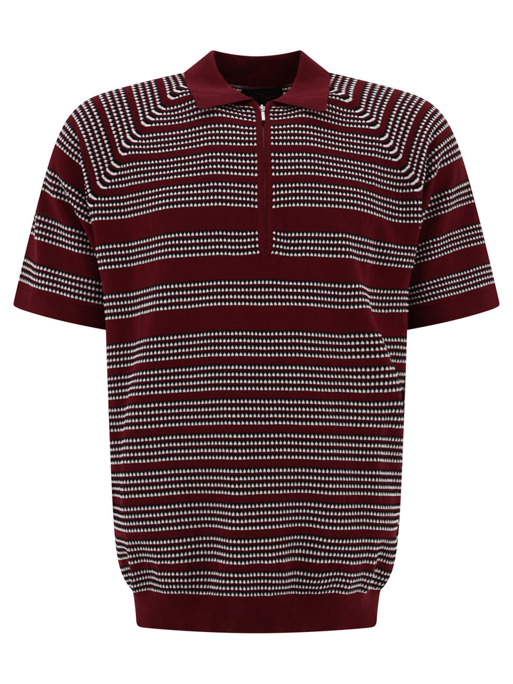 Half-Zip Jacquard Polo Shirt Polo Shirts Bordeaux