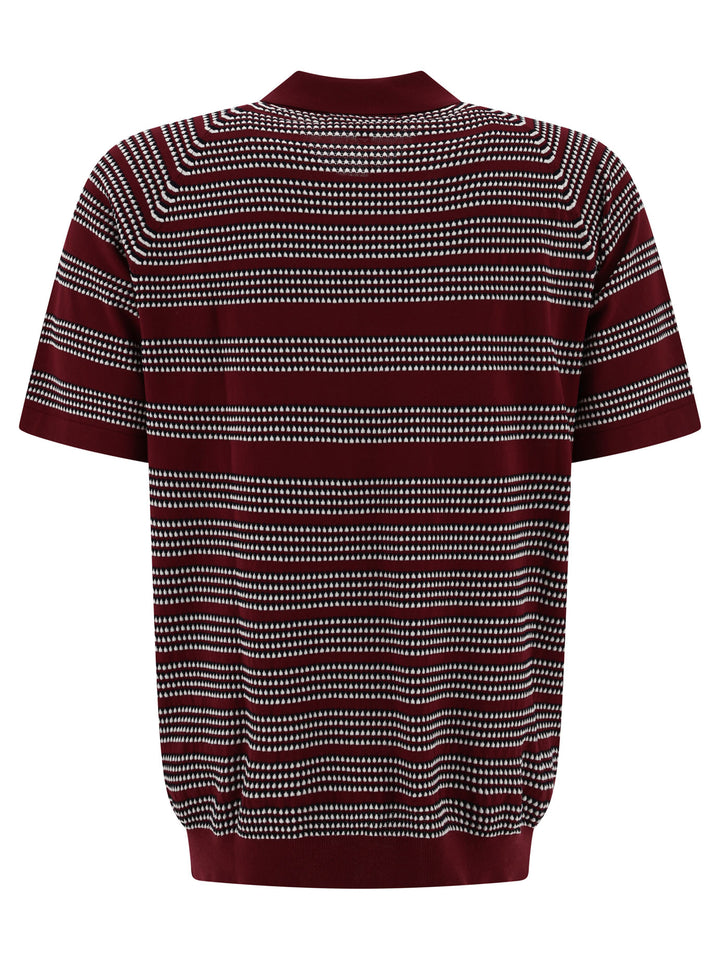 Half-Zip Jacquard Polo Shirt Polo Shirts Bordeaux