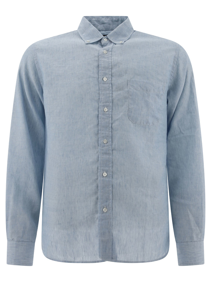 Linen Shirt With Chest Pocket Shirts Light Blue