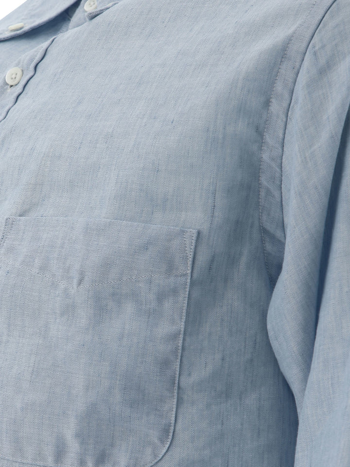 Linen Shirt With Chest Pocket Shirts Light Blue