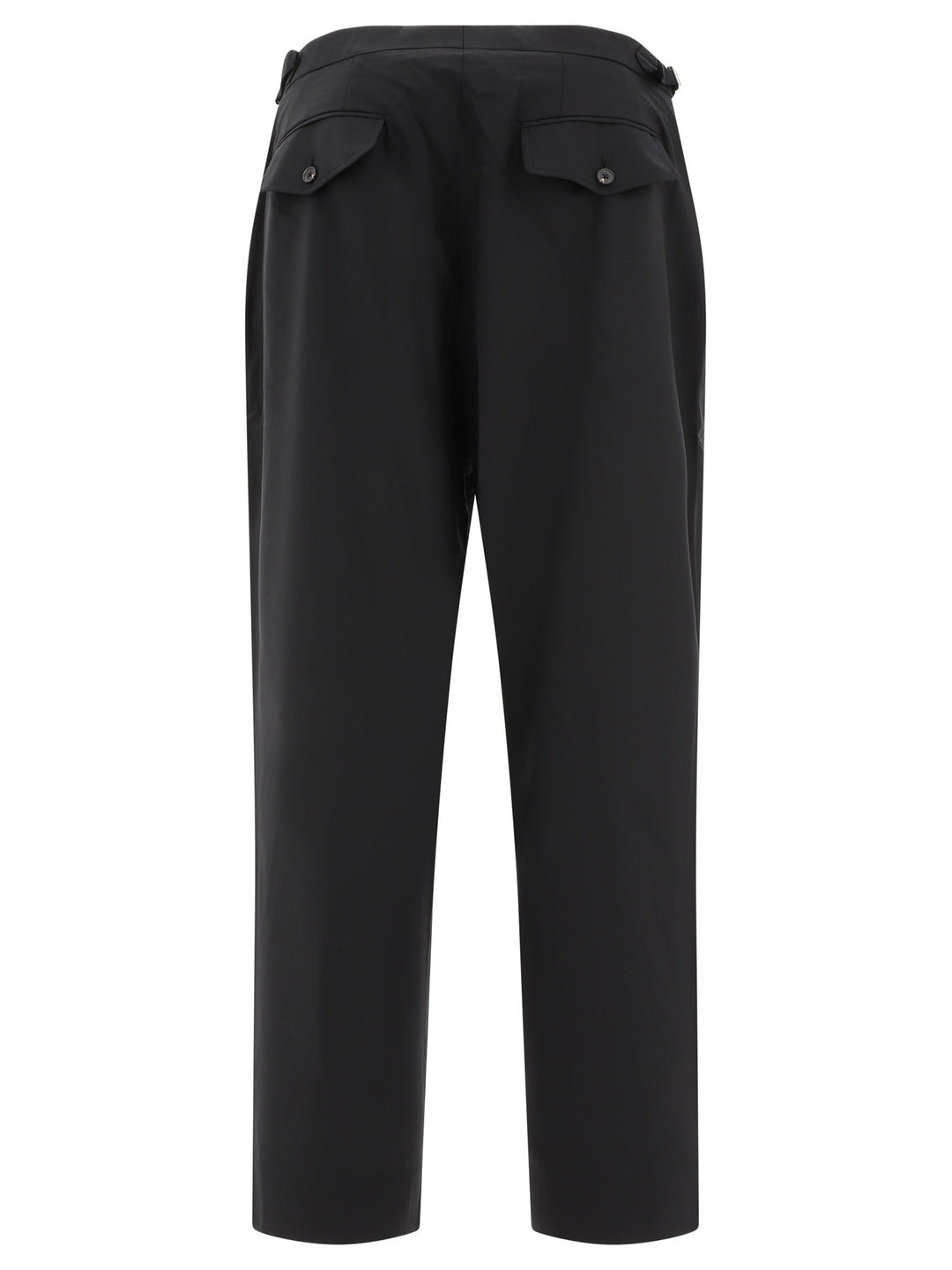 Tropical Wool Double Button Trousers Black