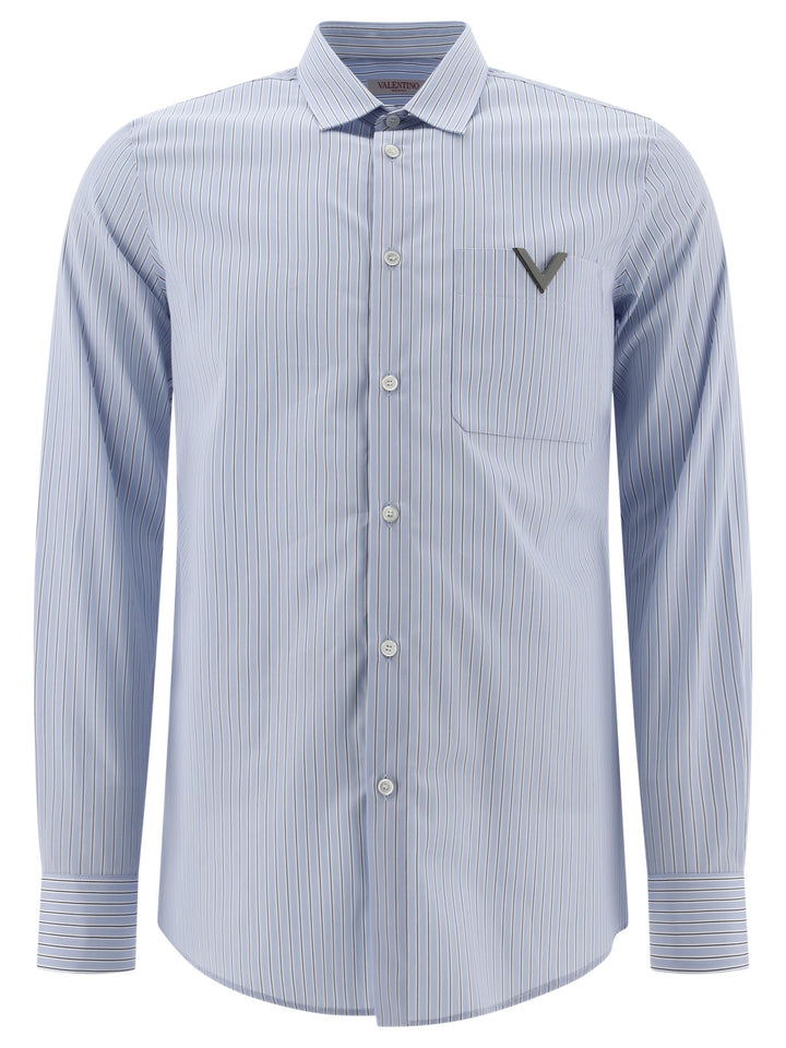 Shirt With Metallic V Detail Shirts Light Blue