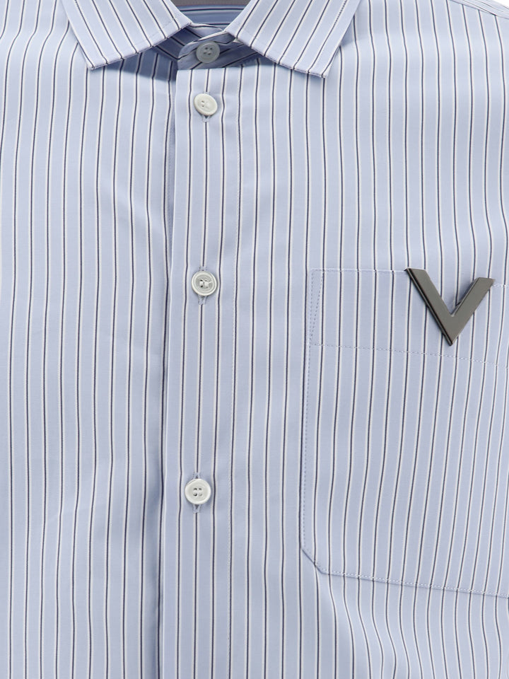 Shirt With Metallic V Detail Shirts Light Blue