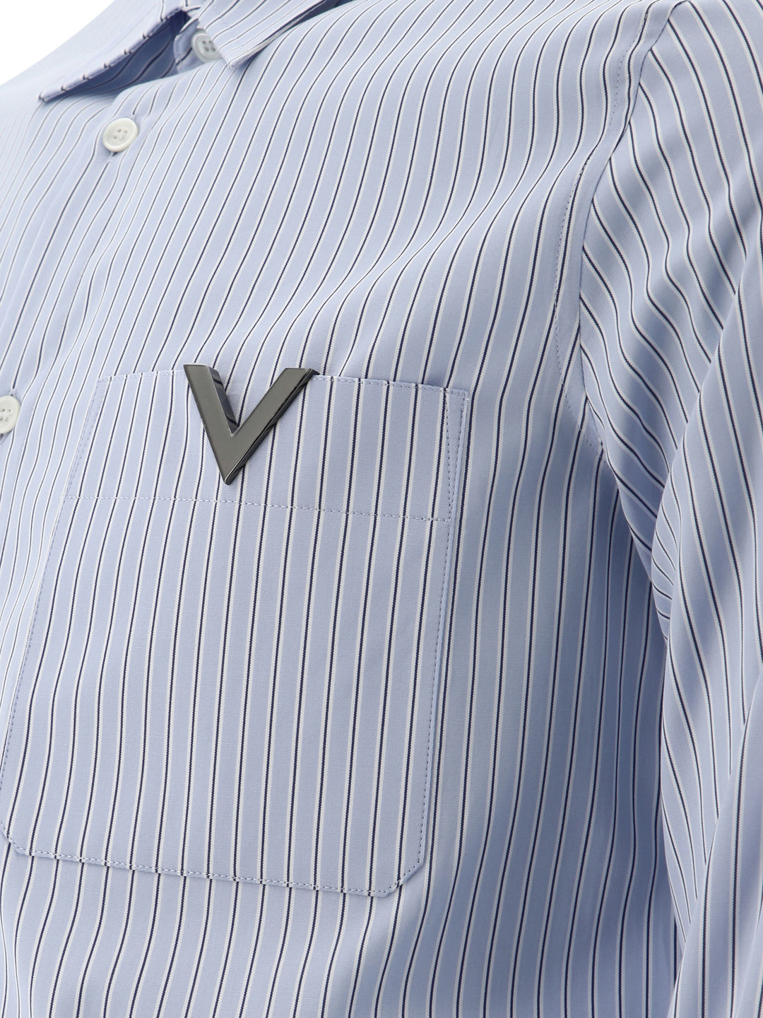 Shirt With Metallic V Detail Shirts Light Blue