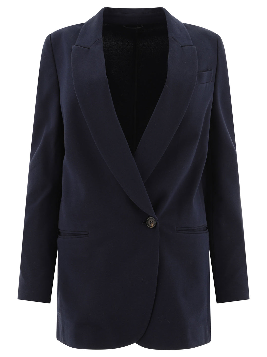 Jersey Single-Breasted Blazer Jackets Blue