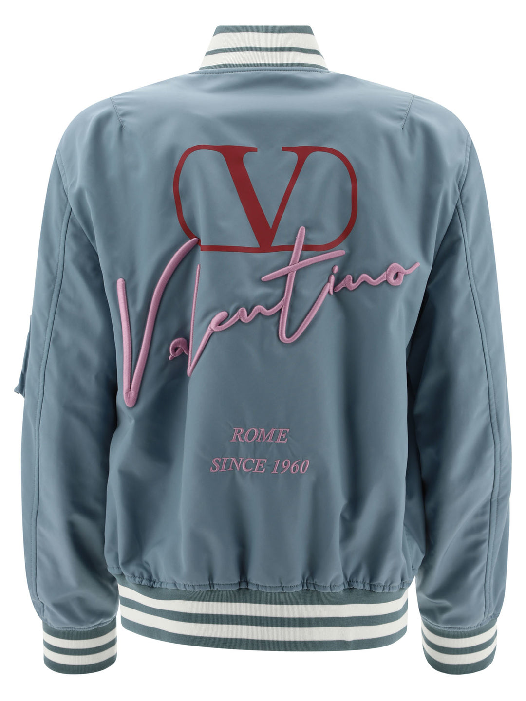 Bomber With Vlogo Signature Print Jackets Light Blue