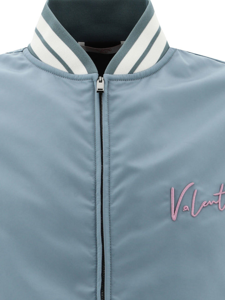 Bomber With Vlogo Signature Print Jackets Light Blue