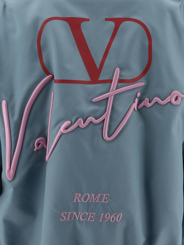 Bomber With Vlogo Signature Print Jackets Light Blue