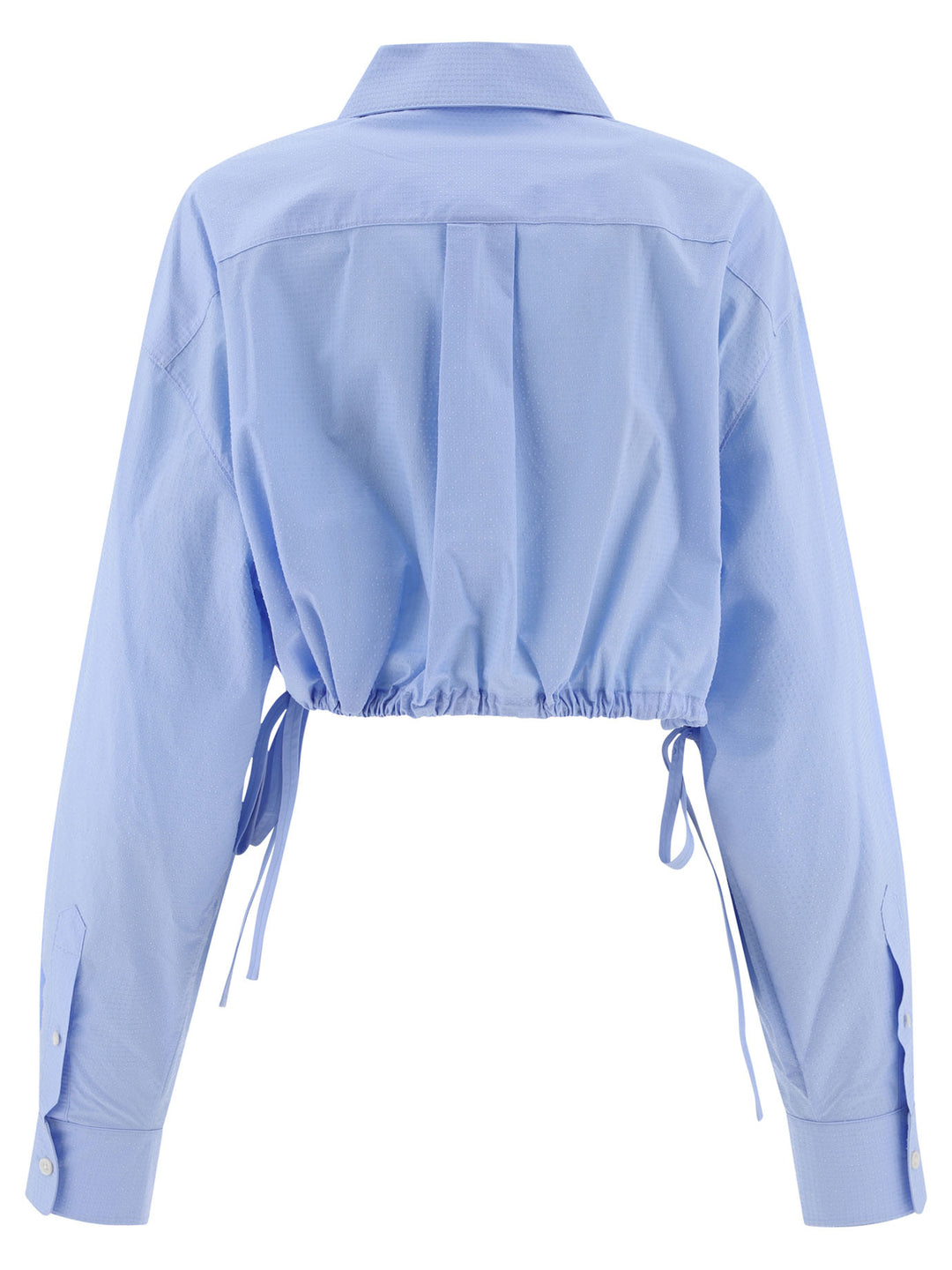 Cropped Drawstring Shirt With Crystal Hotfix Shirts Light Blue