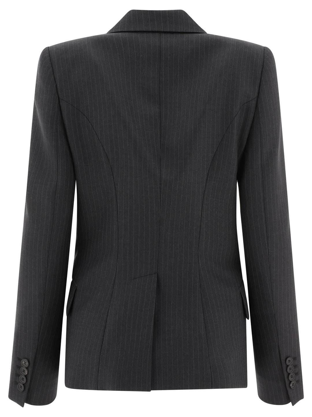 Pinstriped Single-Breasted Blazer Jackets Grey