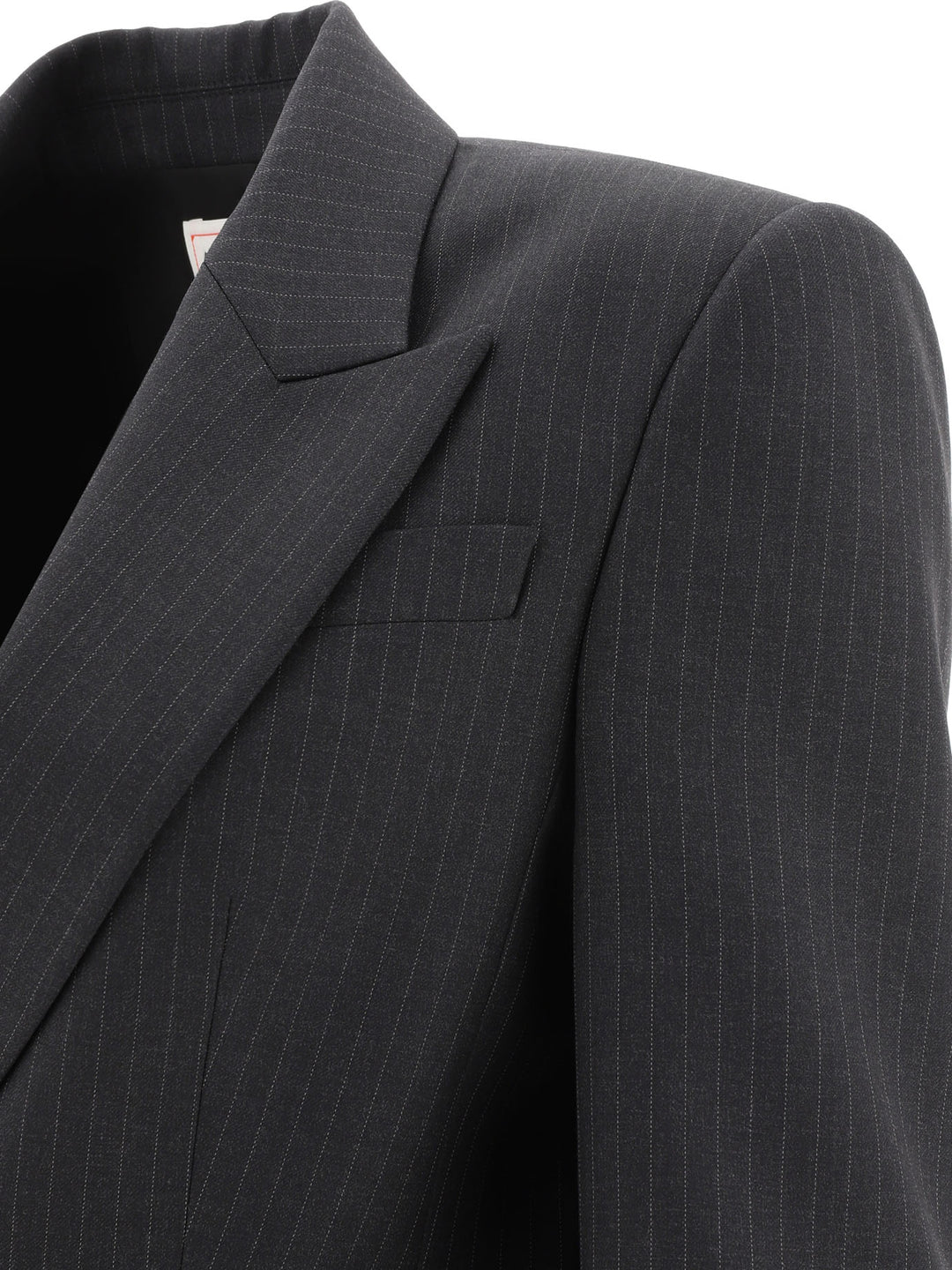 Pinstriped Single-Breasted Blazer Jackets Grey