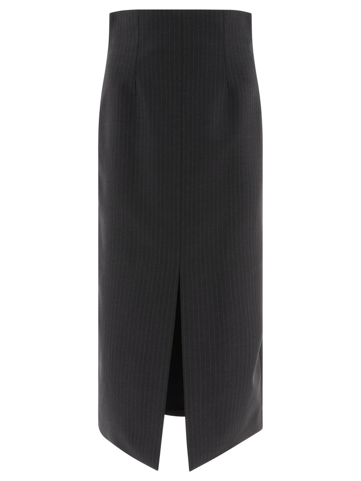 Pinstriped Pencil Skirt Skirts Grey