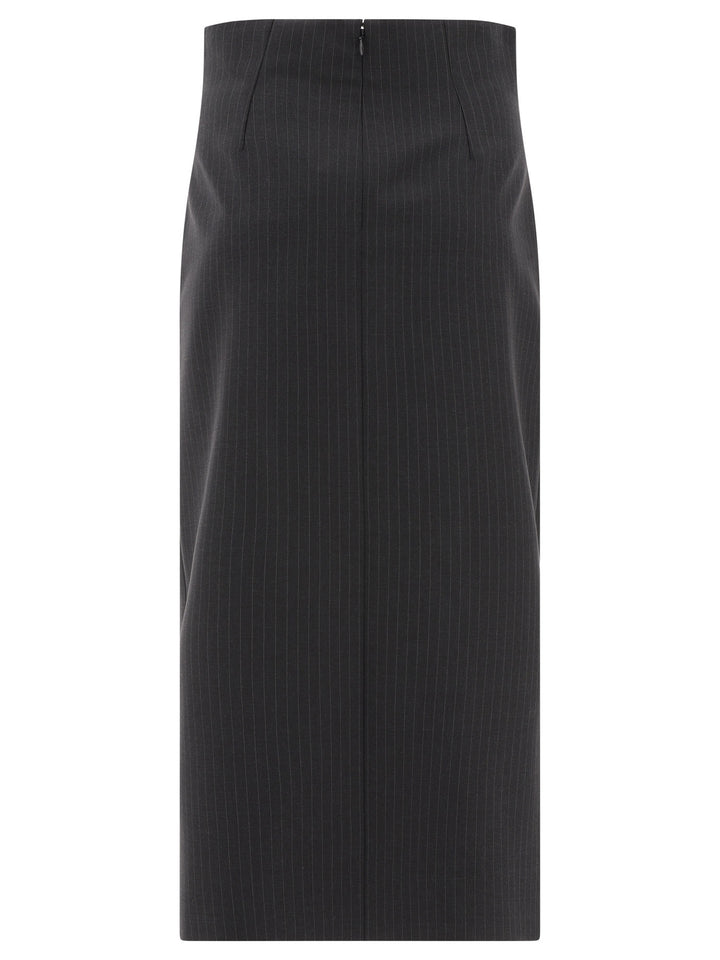 Pinstriped Pencil Skirt Skirts Grey