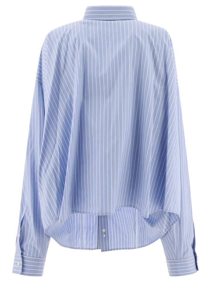 Striped Shirt With Embroidered Logo Shirts Light Blue