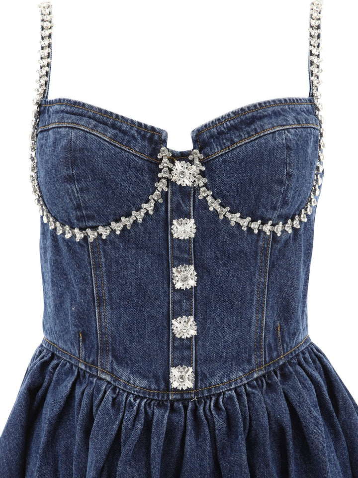 Diamante Denim Flared Dress Dresses Blue