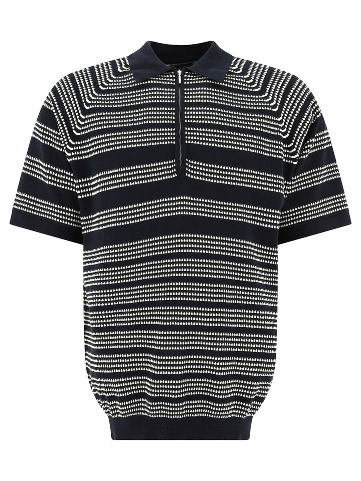 Half-Zip Jacquard Polo Shirt Polo Shirts Blue