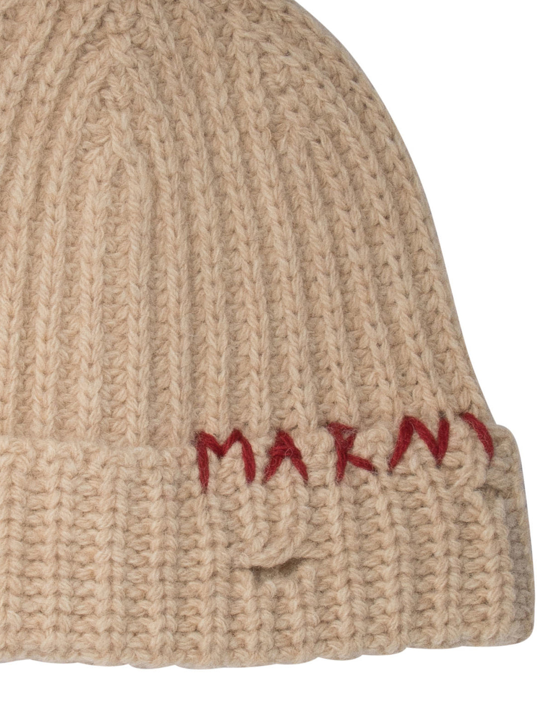 Shetland Wool Beanie With Marni Mending Hats Beige