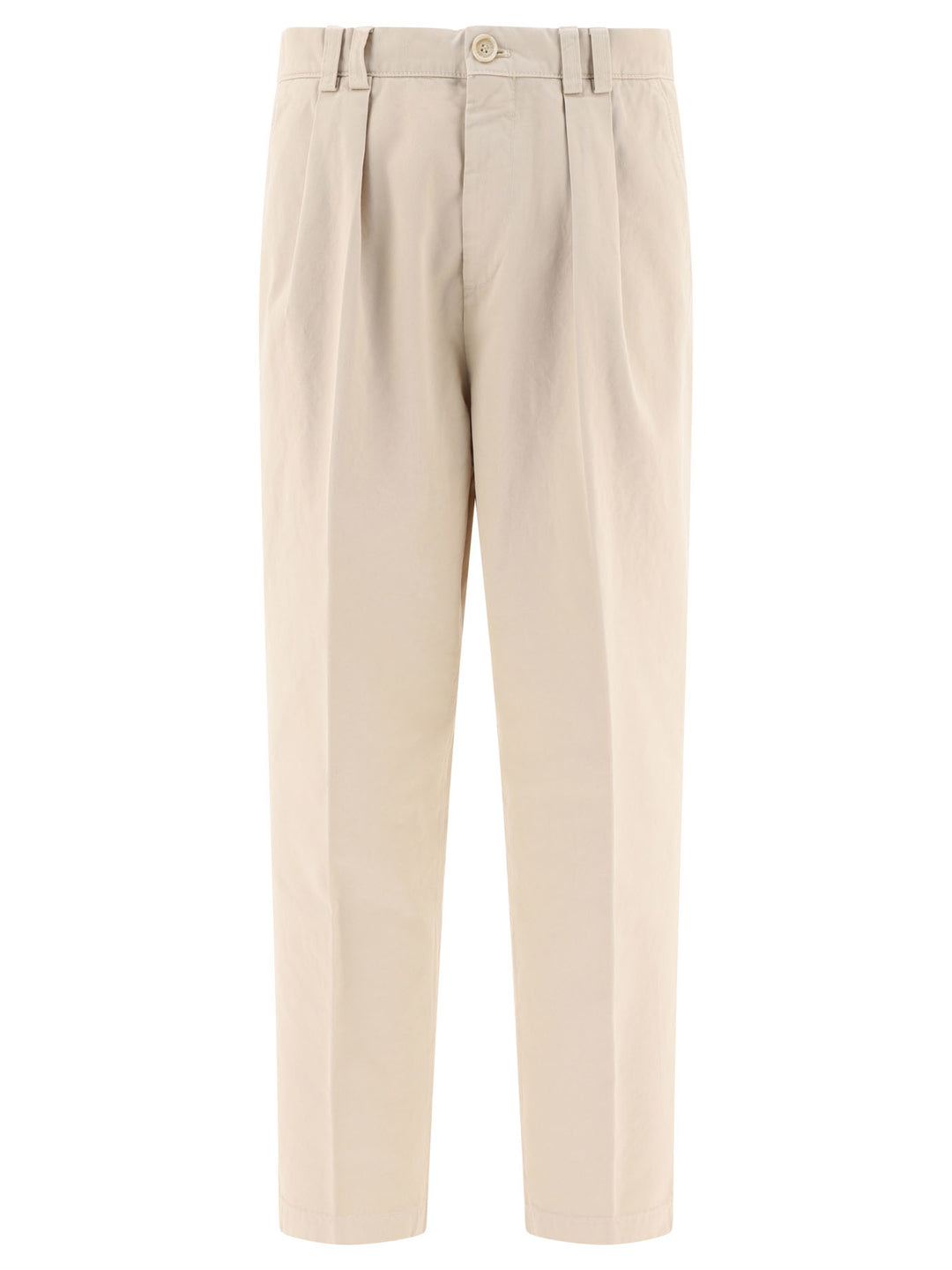 With Reversed Double Pleats Trousers Beige