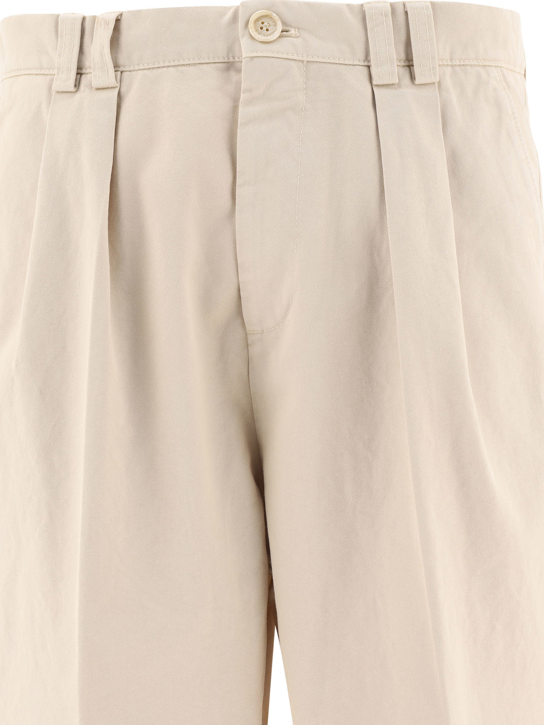 With Reversed Double Pleats Trousers Beige