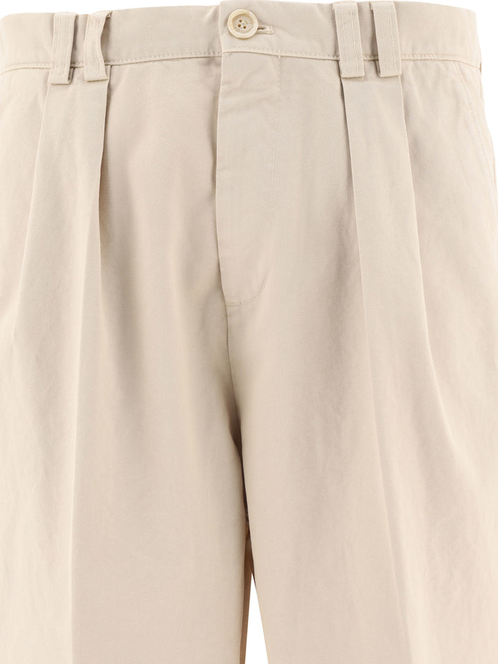 With Reversed Double Pleats Trousers Beige