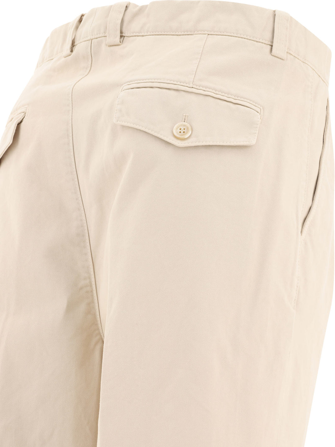 With Reversed Double Pleats Trousers Beige