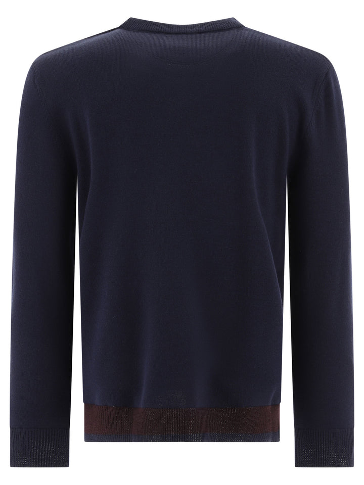 Sweater With Rubberised V Detail Knitwear Blue