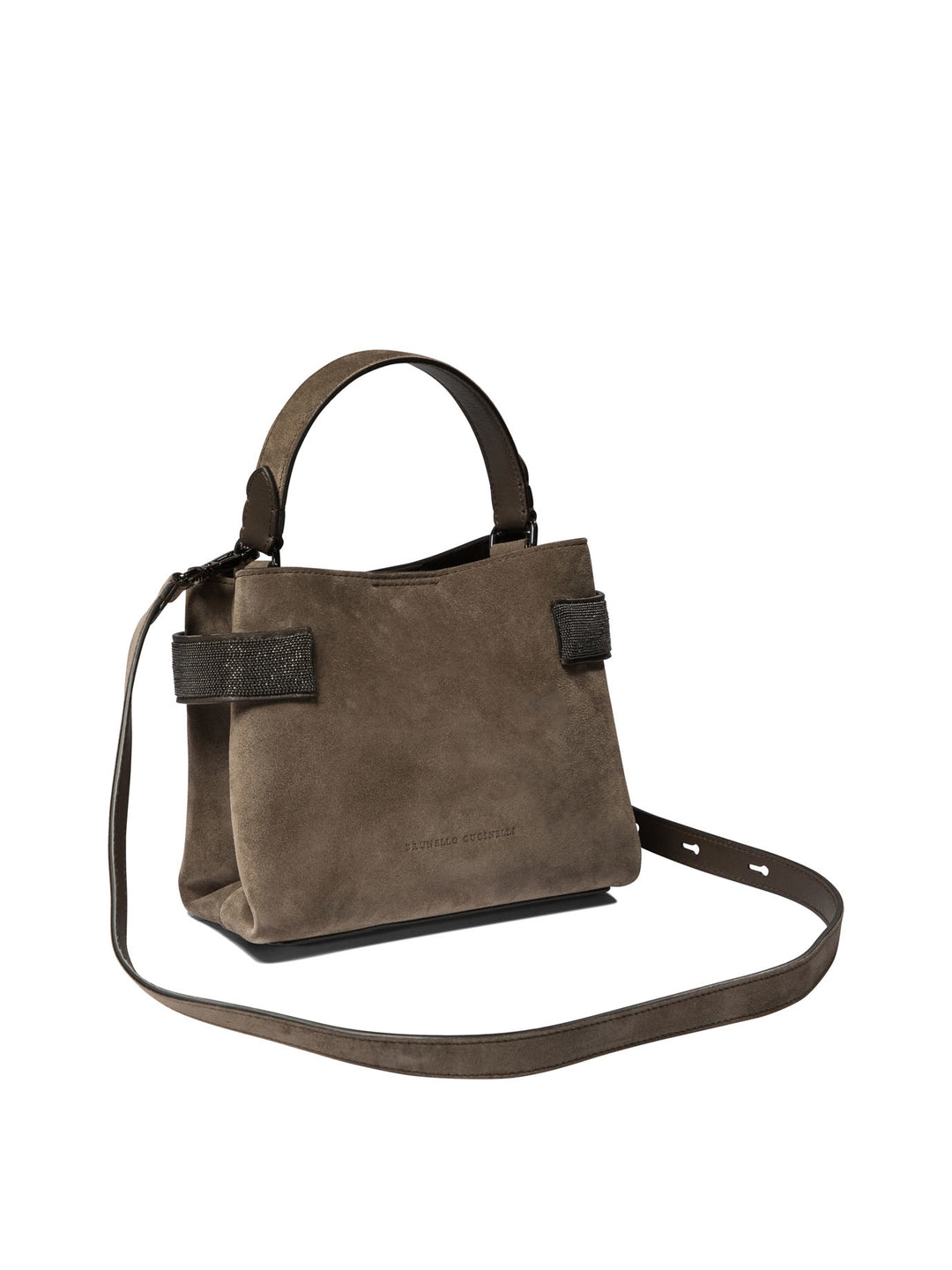 Suede Bag With Precious Bands Handbags Brown