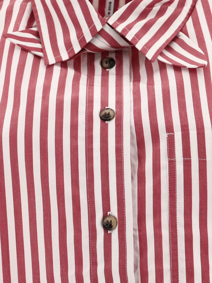 Striped Shirt With Chest Pocket Shirts Red