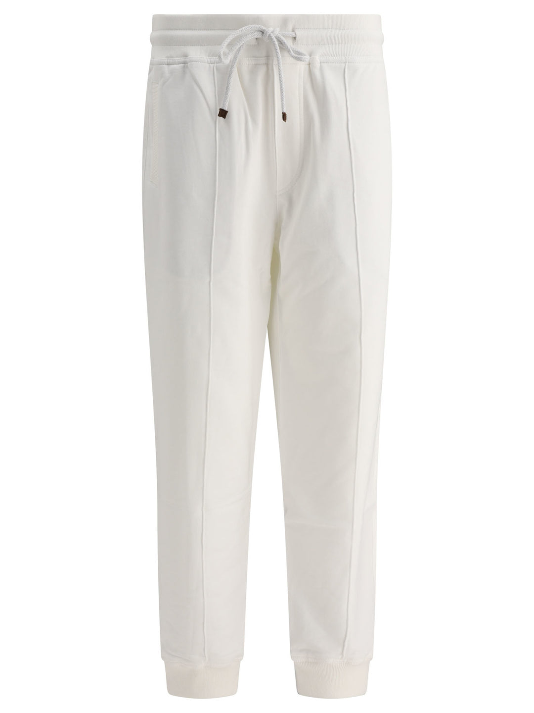 Joggers With CrêTe Detail And Elasticated Cuffs Trousers White