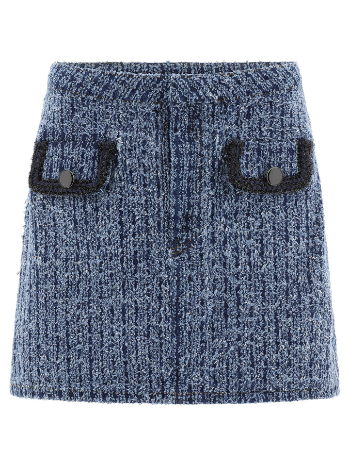 Textured Denim Skirt Skirts Blue