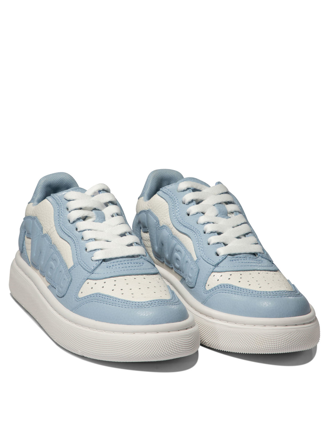 Puff Pebble Leather Sneakers With Logo Sneakers & Slip-On Light Blue