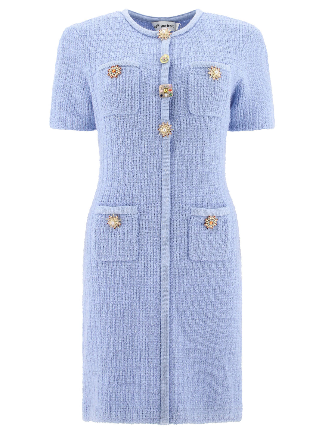 Knit Dress With Jewel Buttons Dresses Light Blue