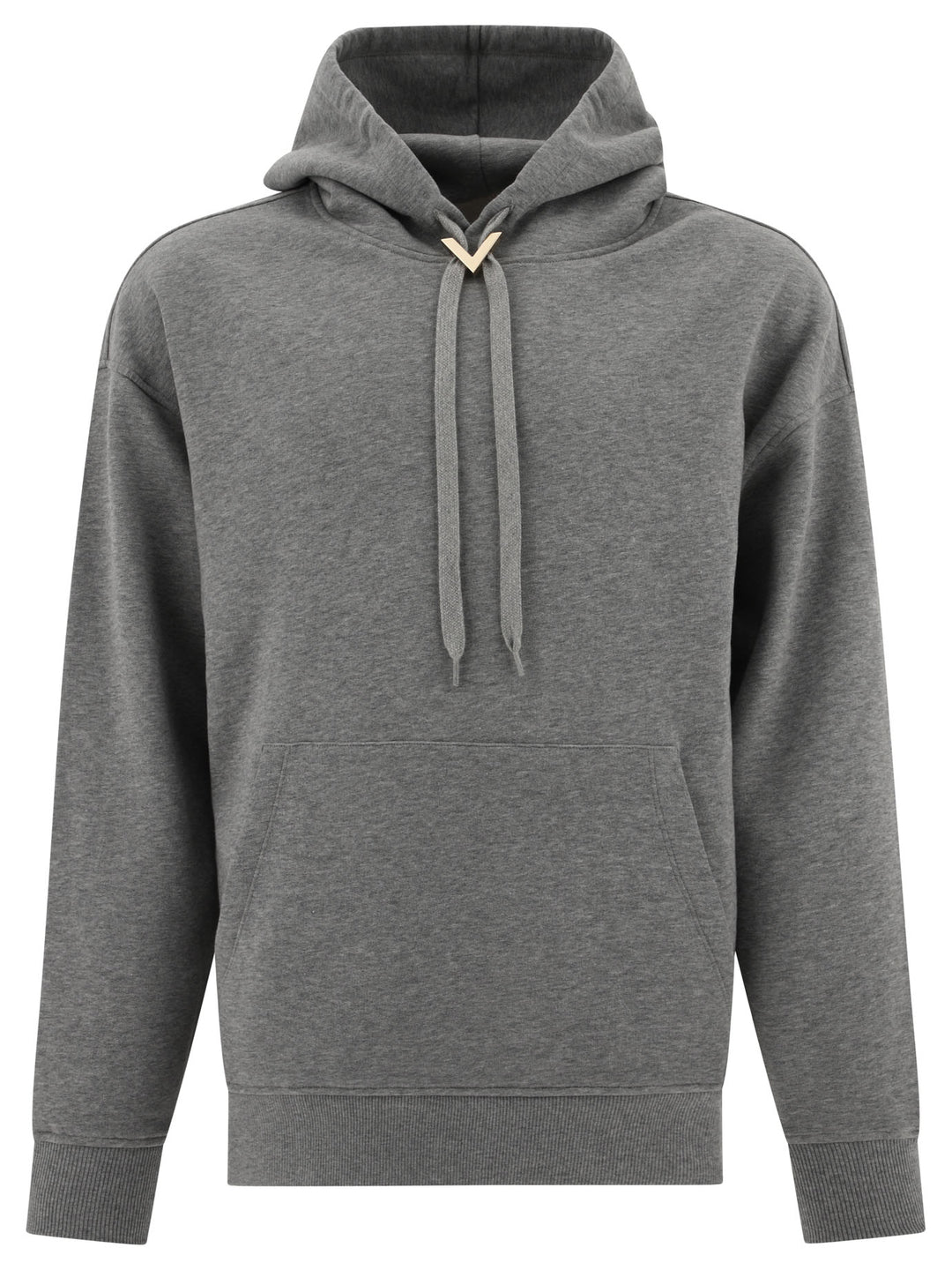 Hoodie With Metallic V Detail Sweatshirts Grey