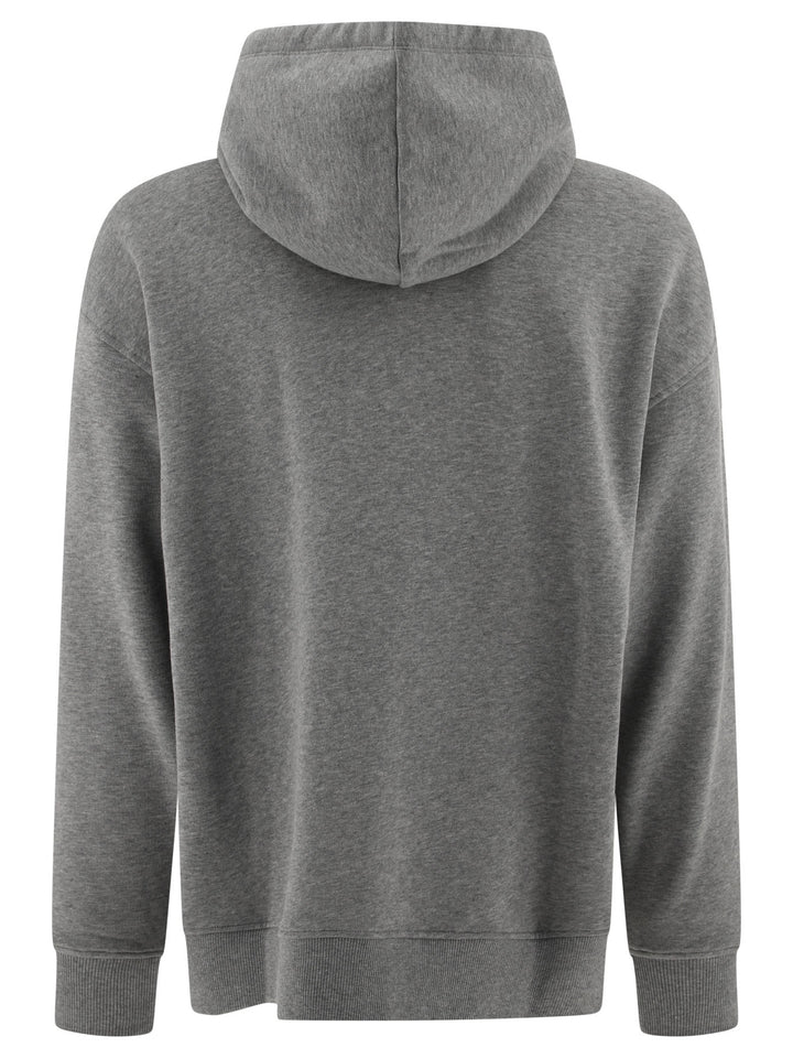 Hoodie With Metallic V Detail Sweatshirts Grey