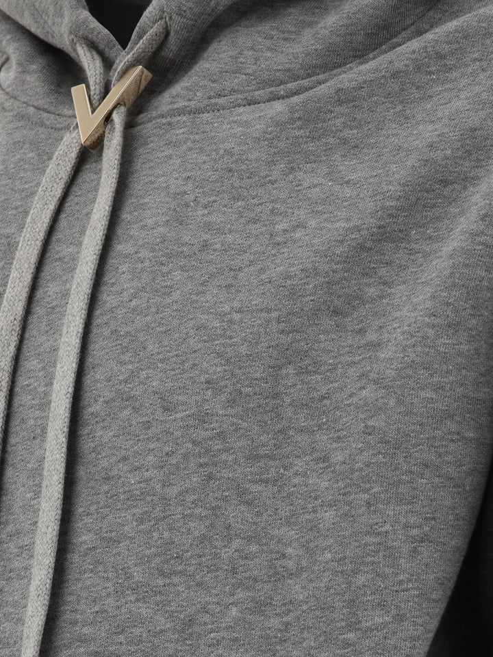 Hoodie With Metallic V Detail Sweatshirts Grey