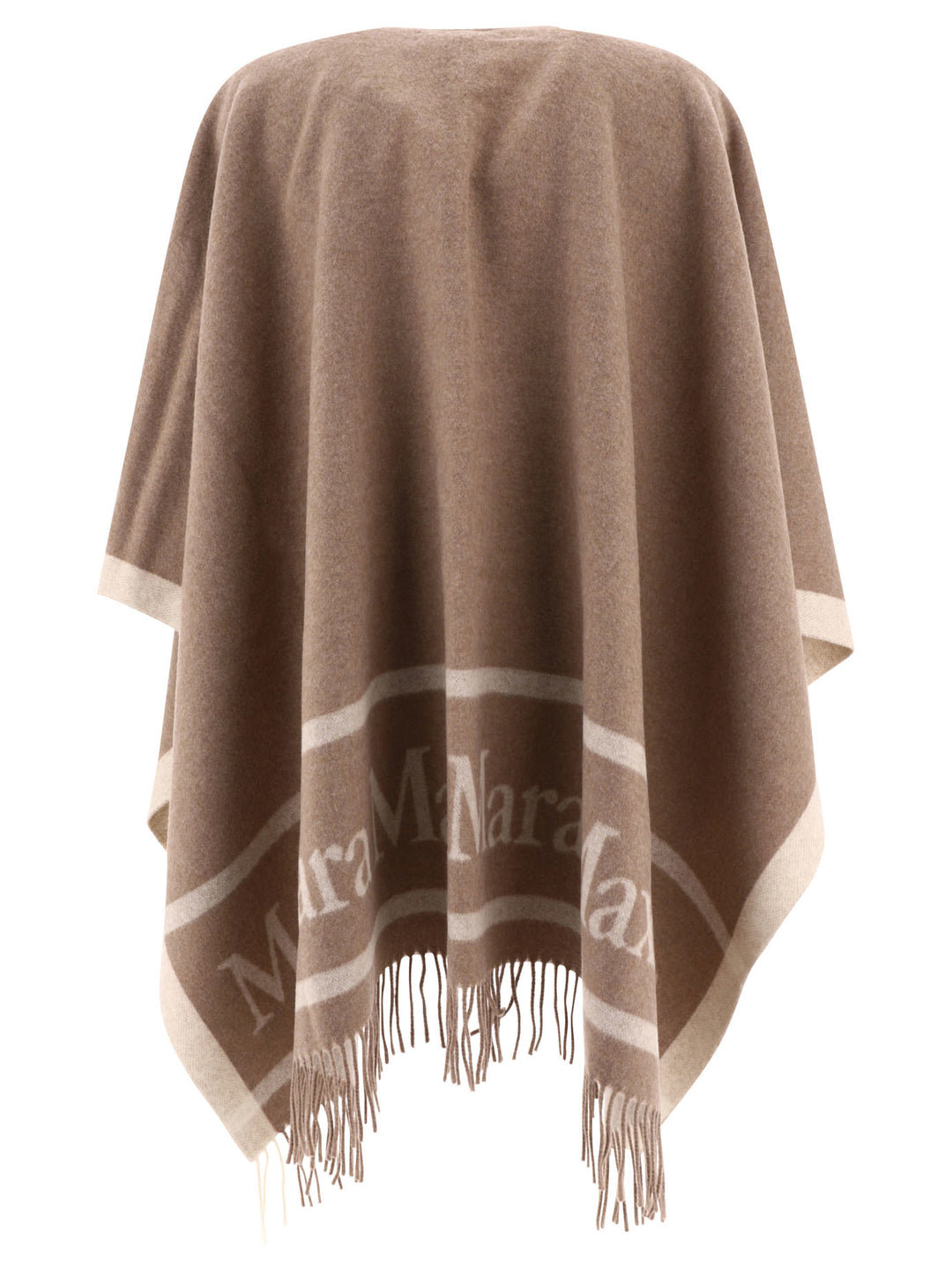 Jacquard Logo-Decorated Wool Poncho Coats Brown