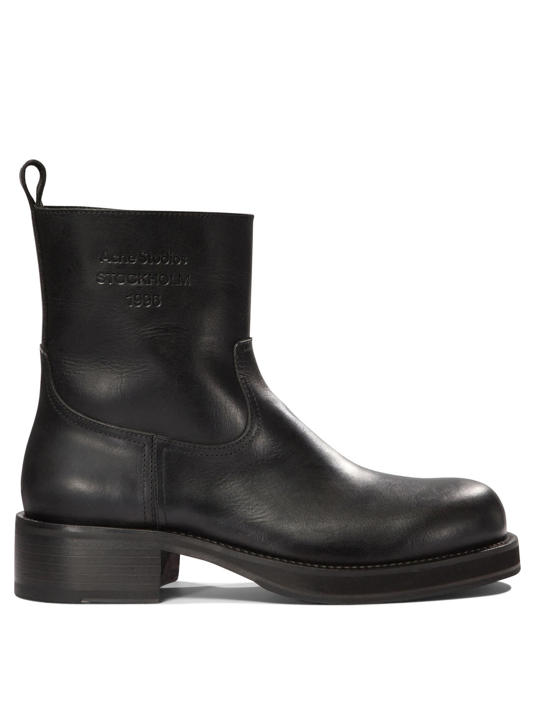 Leather Waxed Ankle Boots Black