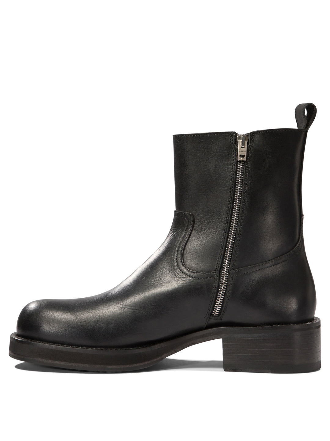 Leather Waxed Ankle Boots Black