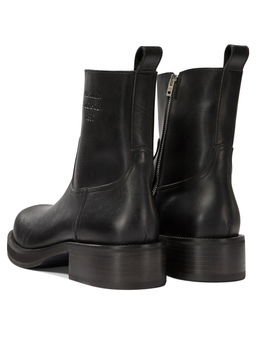 Leather Waxed Ankle Boots Black