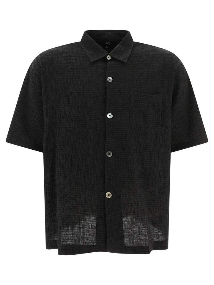 Flat Bottom Crinkled Shirts Black