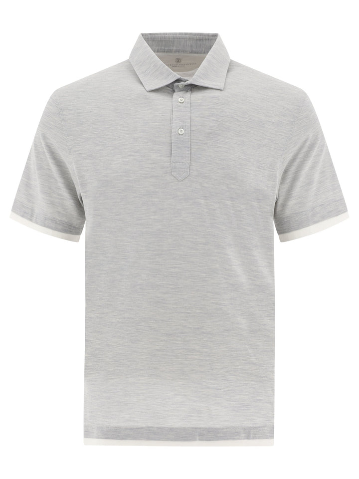 Faux-Layering Polo Shirts Grey