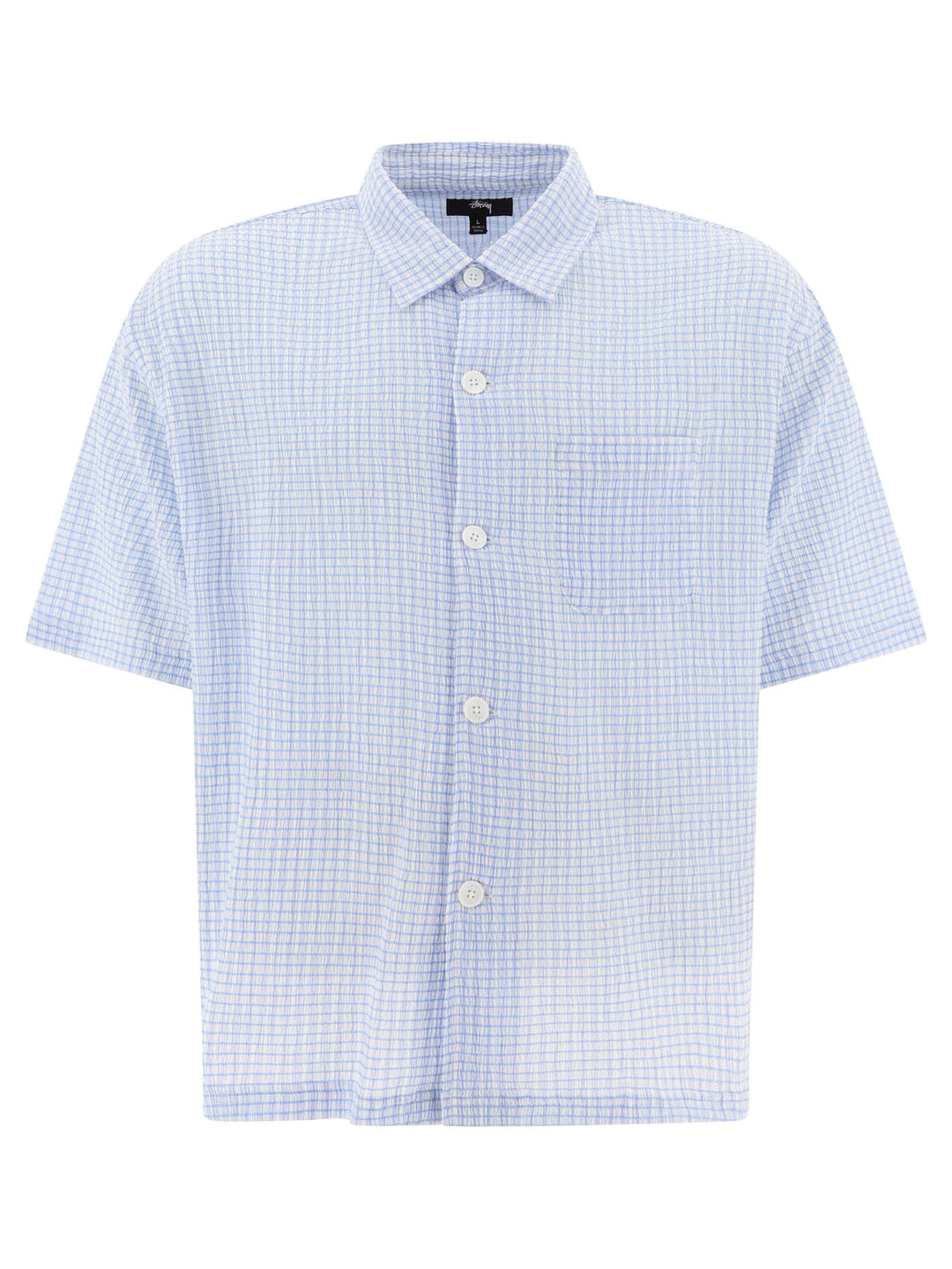 Flat Bottom Crinkled Shirts Light Blue