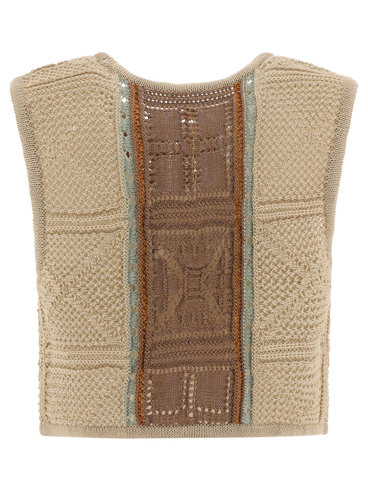 7g Crochet Knit Tops Beige