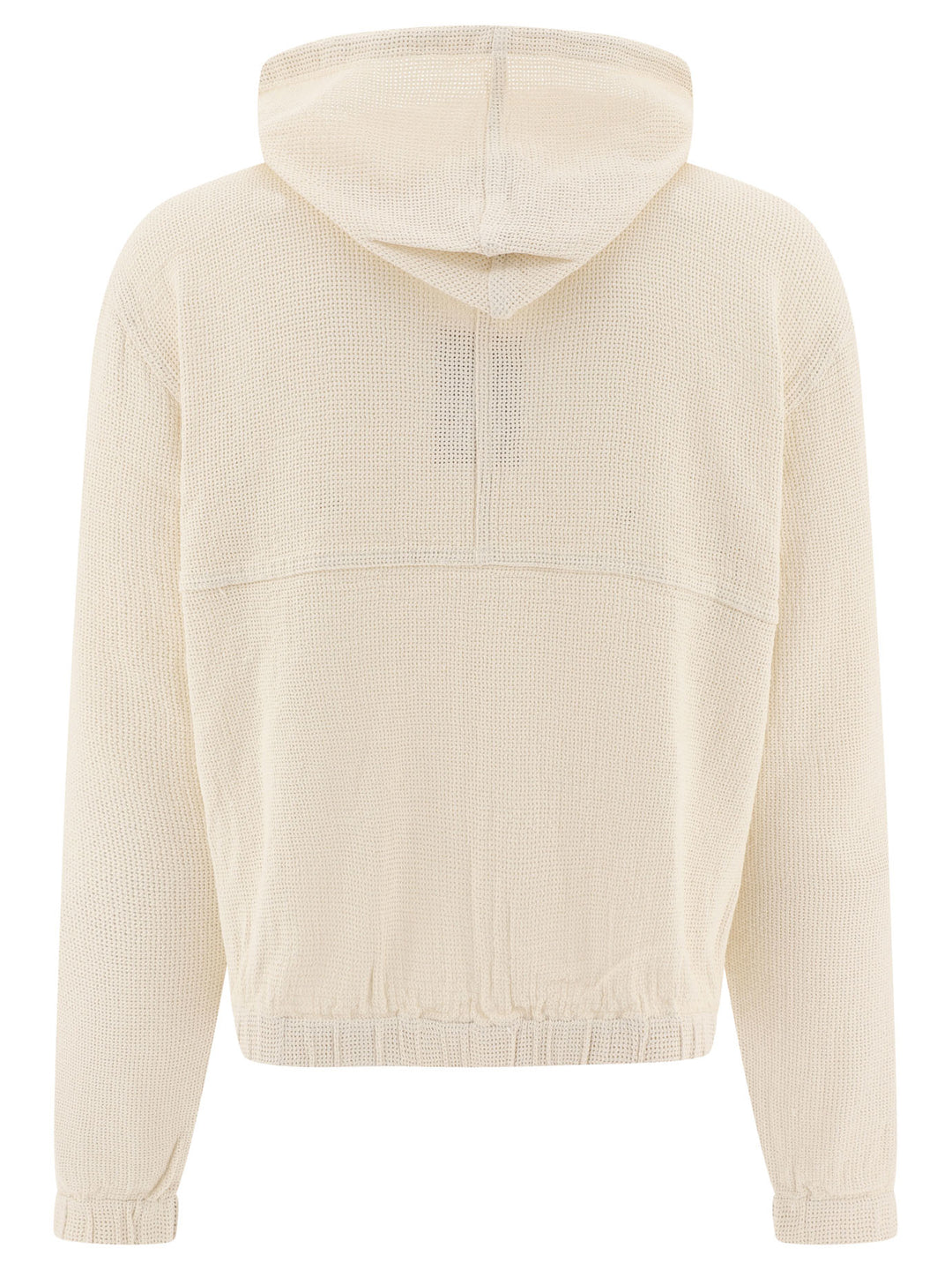 Mesh Zippered Hoodie Sweatshirts Beige