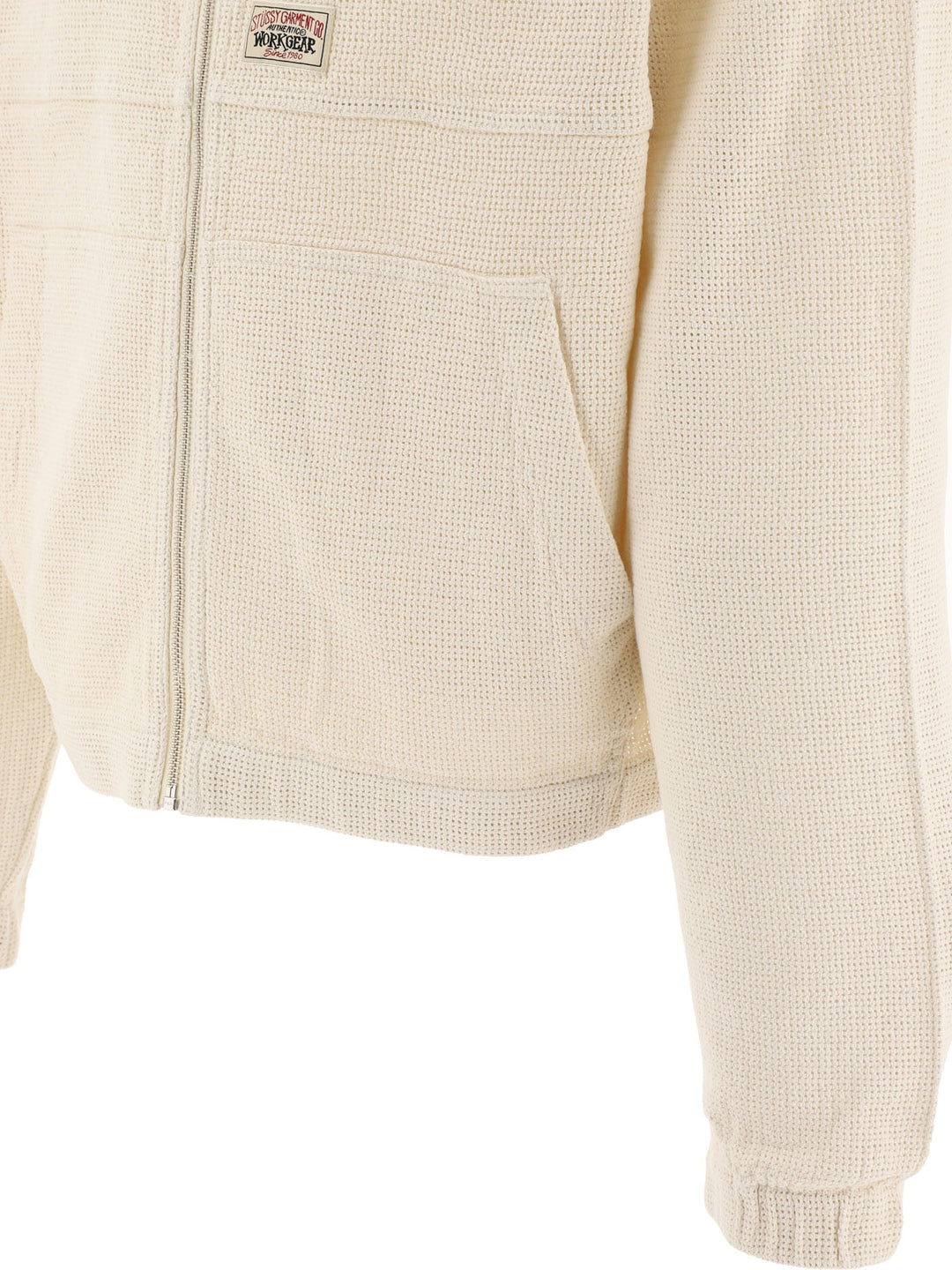 Mesh Zippered Hoodie Sweatshirts Beige