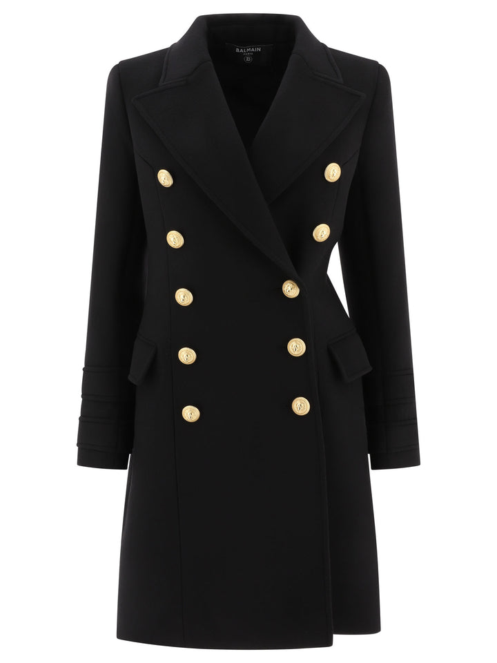 Double-Breasted Coat With Gold Buttons Coats Black