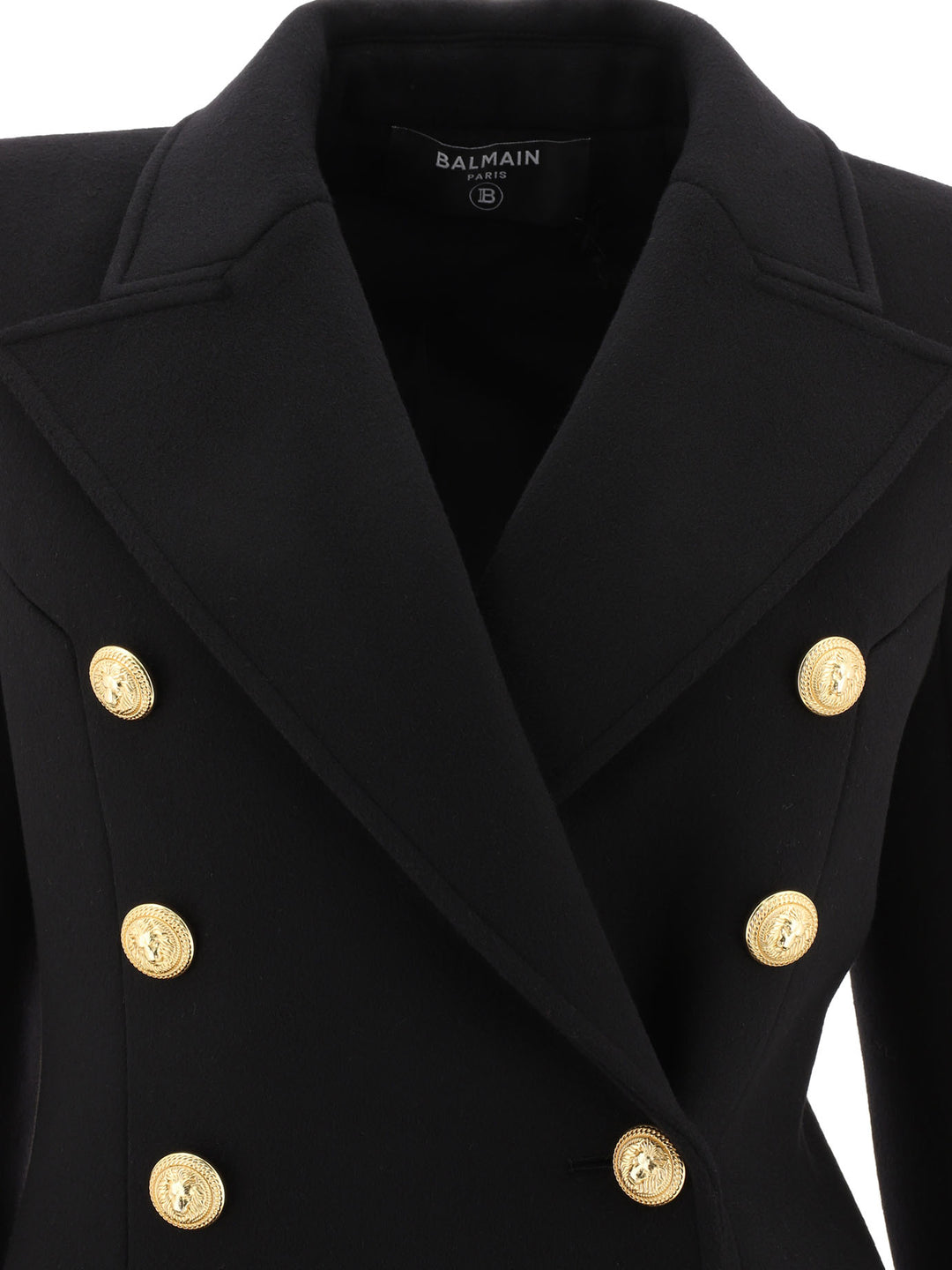 Double-Breasted Coat With Gold Buttons Coats Black